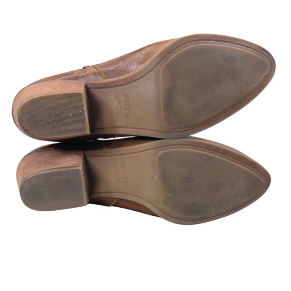 Frye And Co. Booties Womens Size 8 M Judith Ankle Brown Leather Block Heel Vtg - Picture 10 of 14
